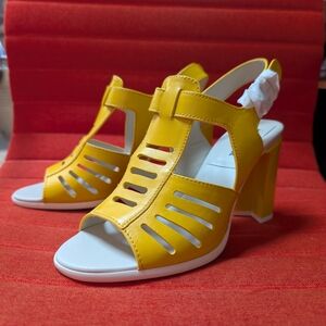 Jil Sander Vibrant Yellow Block Heel Sandals